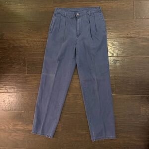 Blue Duckhead cotton navy straight leg trousers